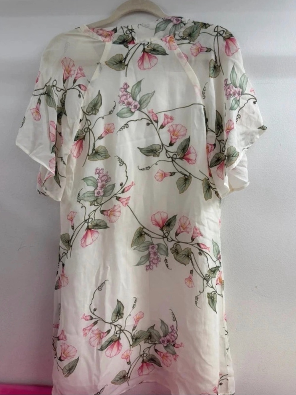 Lavender Brown Cream Midi Dress with Pink & Green Floral Print